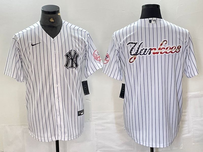 Men New York Yankees Blank White Stripe Second generation joint name Nike 2024 MLB Jersey style 19
